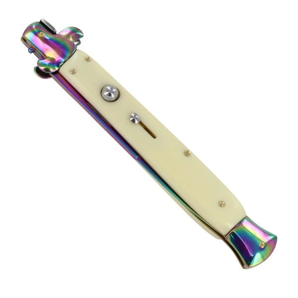 12.5" Cream Switchblade Stiletto Automatic Knife Rainbow Bayo 4 12.5" Cream Switchblade Stiletto Automatic Knife Rainbow Bayo - Image 2