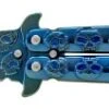 5" Stainless Steel Butterfly Knife Blue Skulls Bf-102-5 -DIRECT KNIFE SALES Shop 5 Stainless Steel Butterfly Knife Blue Skulls bf 102 5.600