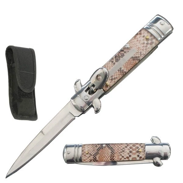 7.5" Snake Leverlock Automatic Knife Satin Bayo 3 7.5" Snake Leverlock Automatic Knife Satin Bayo