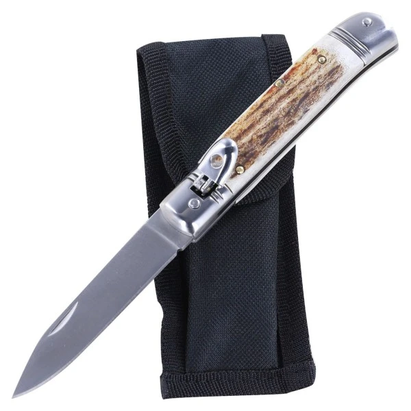 8 Inch Leverlock Automatic Knife Classic Real Stag 5 8 Inch Leverlock Automatic Knife Classic Real Stag - Image 3