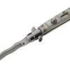 8" Milano Stiletto Pearl White Automatic Knife Satin Kriss