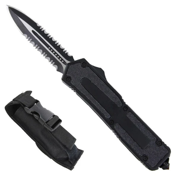 8.5" Black Ripper D/A OTF Automatic Knife Dagger Serrated 3 8.5" Black Ripper D/A OTF Automatic Knife Dagger Serrated