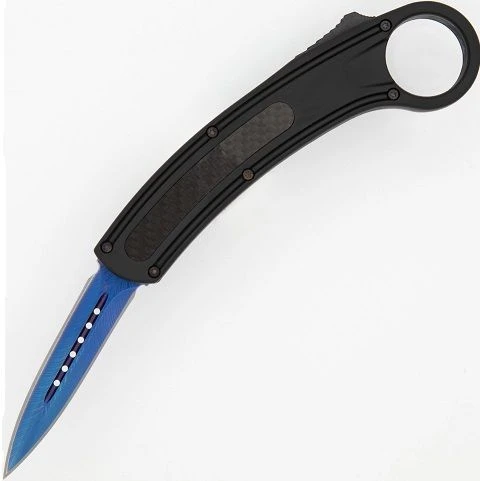 8.75" Black Carbon Fiber Karambit D/A OTF Automatic Knife Blue Dagger 3 8.75" Black Carbon Fiber Karambit D/A OTF Automatic Knife Blue Dagger