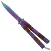 8.75" Split Wood Heavy Butterfly Knife Rainbow Clip Point -DIRECT KNIFE SALES Shop 8.75 Split Wood Heavy Butterfly Knife Rainbow Clip Point.600