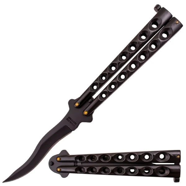 9 Inch Balisong Kriss Butterfly Knife Black 3 9 Inch Balisong Kriss Butterfly Knife Black