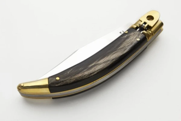 AGA Campolin Diana Brass Buffalo Horn Italian Leverlock Automatic Knife 4 AGA Campolin Diana Brass Buffalo Horn Italian Leverlock Automatic Knife - Image 2