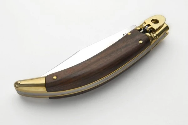 AGA Campolin Diana Santos Wood Brass Italian Leverlock Automatic Knife 4 AGA Campolin Diana Santos Wood Brass Italian Leverlock Automatic Knife - Image 2