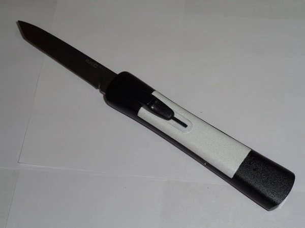 AKC Concord Black White OTF Automatic Knife Satin Tanto 3 AKC Concord Black White OTF Automatic Knife Satin Tanto