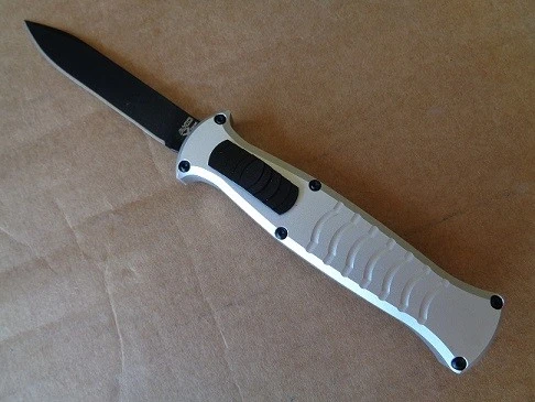 AKC EVO Silver D/A OTF Italian Automatic Knife Black Drop Point 3 AKC EVO Silver D/A OTF Italian Automatic Knife Black Drop Point