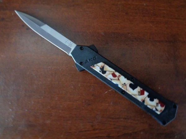 AKC F16 Gambler Out The Front Automatic Knife 4 AKC F16 Gambler Out The Front Automatic Knife - Image 2