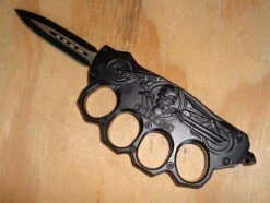 Biker USA Black D/A OTF Trench Automatic Knuckle Knife Two Tone Dagger