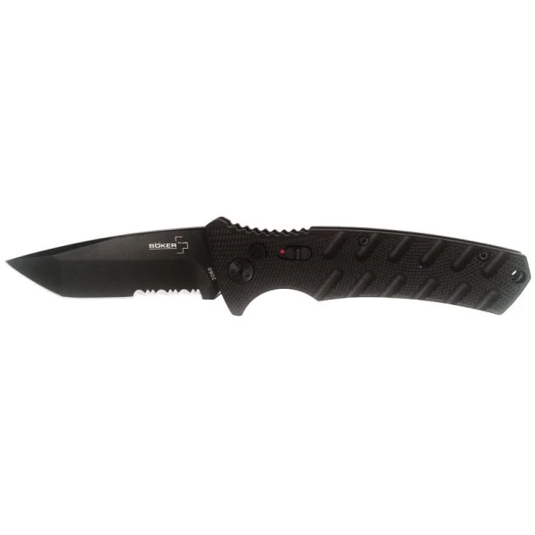 Boker Plus Strike Black Tanto Serrated Side Opening Automatic Knife 3 Boker Plus Strike Black Tanto Serrated Side Opening Automatic Knife