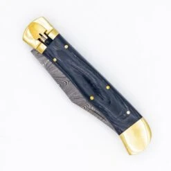 Damascus Dark Wood Leverlock Automatic Knife Clip Point -DIRECT KNIFE SALES Shop Damascus Dark Wood Leverlock Automatic Knife Clip Point 2.600