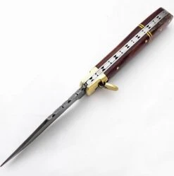 Damascus Wine Red Bone Leverlock Automatic Knife Clip Point 6 Damascus Wine Red Bone Leverlock Automatic Knife Clip Point -DIRECT KNIFE SALES Shop Damascus Wine Red Bone Leverlock Automatic Knife Clip Point 1.600