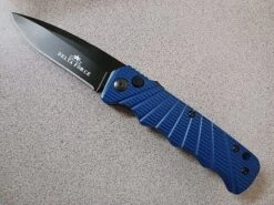Delta Force Blue Side Opening Automatic Knife Black Drop Point