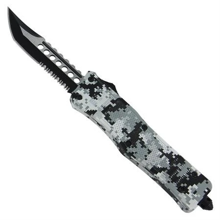 Delta Force OTF Winter Camo Automatic Knife Black Drop Point Serrated 3 Delta Force OTF Winter Camo Automatic Knife Black Drop Point Serrated