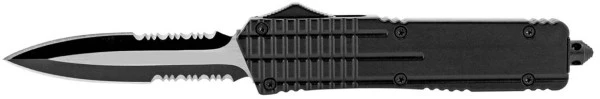 Delta Grid Black D/A OTF Automatic Knife Black Serrated Dagger 3 Delta Grid Black D/A OTF Automatic Knife Black Serrated Dagger