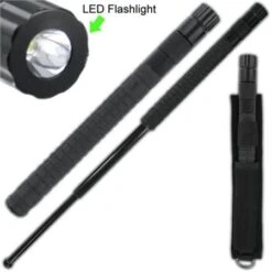 Expandable Heat Tempered Square Grip Flashlight Police Baton 26 Inch