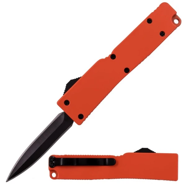 Firecracker Orange D/A Mini OTF Automatic Knife Black Dagger 5" 3 Firecracker Orange D/A Mini OTF Automatic Knife Black Dagger 5"