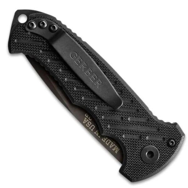 Gerber 06 Automatic Knife G-10 Black Drop Point 4 Gerber 06 Automatic Knife G-10 Black Drop Point - Image 2
