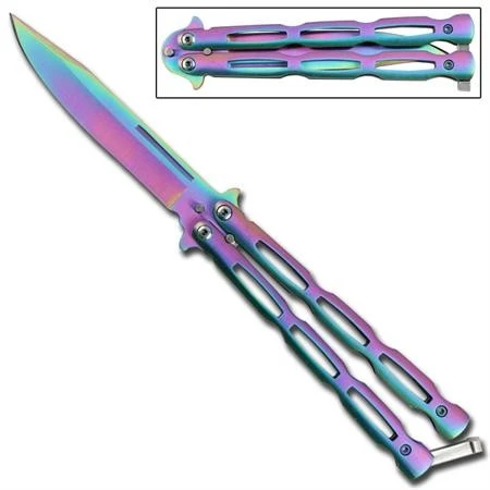Heavy Chain Balisong Folding Butterfly Knife Titanium 3 Heavy Chain Balisong Folding Butterfly Knife Titanium