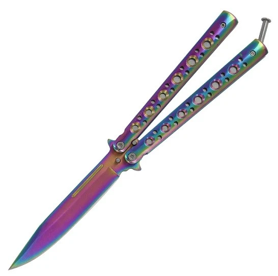 Heavy Rainbow Balisong Folding Butterfly Knife 3 Heavy Rainbow Balisong Folding Butterfly Knife