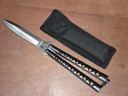 Heavyweight Butterfly Knife Black With Sheath 2 Heavyweight Butterfly Knife Black With Sheath