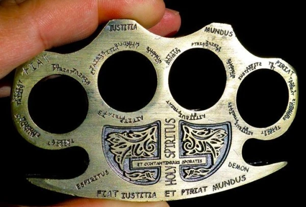 Latin Deus Ex Machina Brass Knuckles Paperweight 3 Latin Deus Ex Machina Brass Knuckles Paperweight