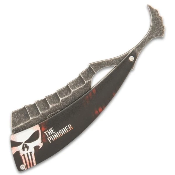 Punisher Folding Straight Razor Knife Stonewashed 4 Punisher Folding Straight Razor Knife Stonewashed - Image 2