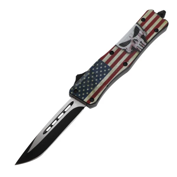 Punisher USA Flag D/A OTF Automatic Knife Drop Point 3 Punisher USA Flag D/A OTF Automatic Knife Drop Point
