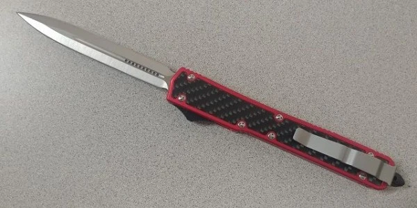 Special 10" Red Carbon D/A OTF Automatic Knife Satin Dagger 4 Special 10" Red Carbon D/A OTF Automatic Knife Satin Dagger - Image 2