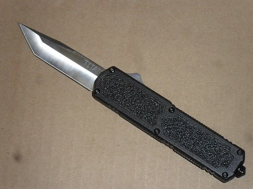 Titan Black D/A OTF Satin Plain Tanto Edge Automatic Knife 3 Titan Black D/A OTF Satin Plain Tanto Edge Automatic Knife