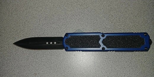 Titan Blue Grip D/A OTF Automatic Knife Black Dagger 3 Titan Blue Grip D/A OTF Automatic Knife Black Dagger