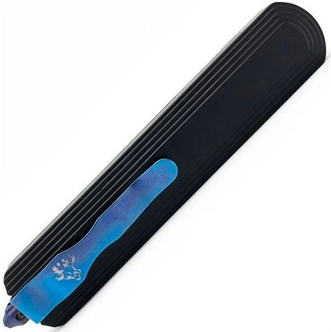 Utter Black D/A OTF Automatic Knife Damascus Dagger Serrated 4 Utter Black D/A OTF Automatic Knife Damascus Dagger Serrated - Image 2